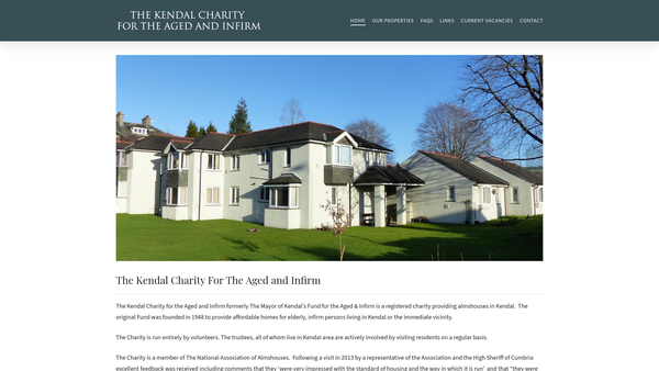 Screenshot of the The Kendal Charity For The Aged And Infirm website