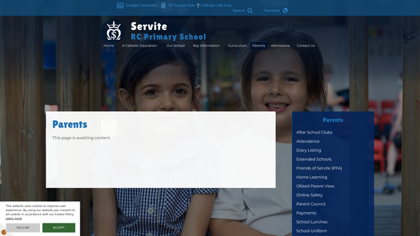 Screenshot of the Friends Of Servite Association website