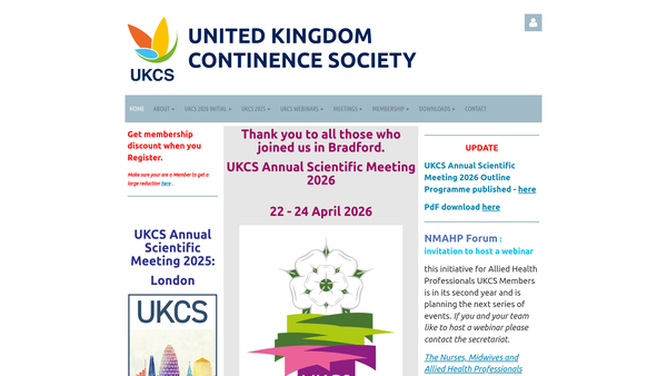 Screenshot of the United Kingdom Continence Society website