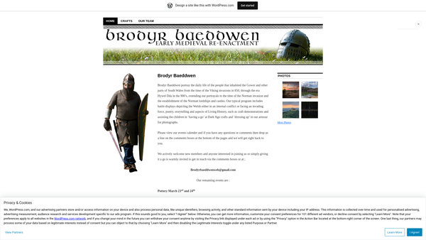 Screenshot of the Brodyr Baeddwen website