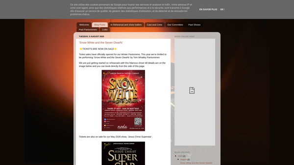 Screenshot of the Jarrow Musical Theatre Company website