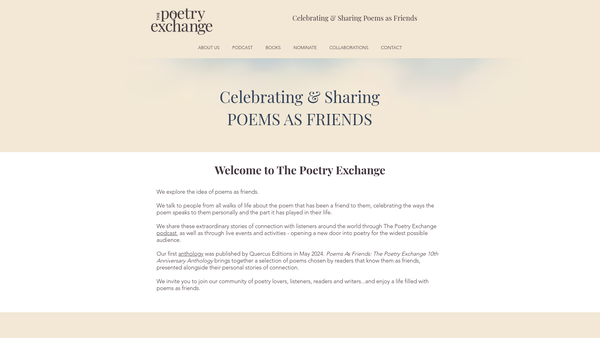 Screenshot of the The Poetry Exchange website