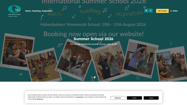 Screenshot of the The British Kodaly Academy website