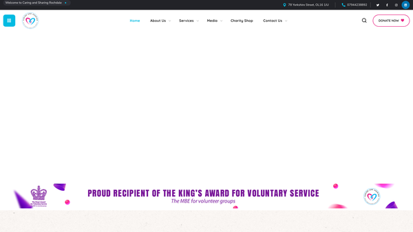 Screenshot of the Caring And Sharing -Rochdale website