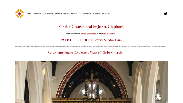 Screenshot of the Christ Church And St. John, Clapham website