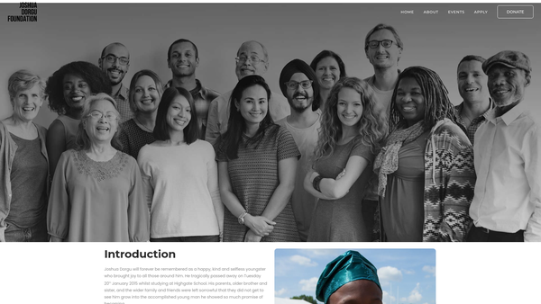 Screenshot of the The Joshua Dorgu Foundation website