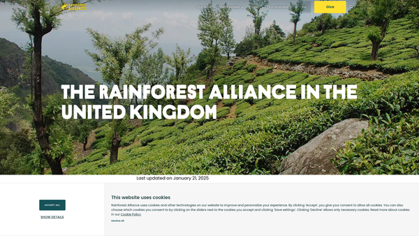 Screenshot of the Rainforest Alliance Ltd website