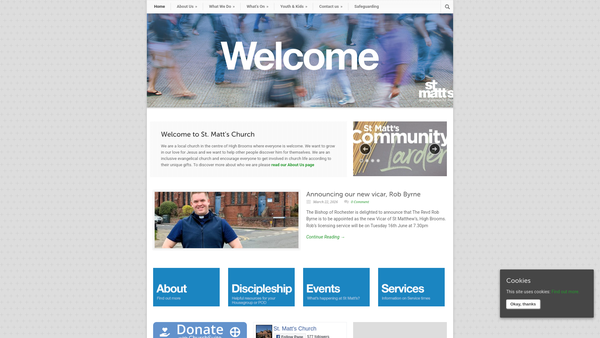 Screenshot of the The Parochial Church Council Of The Ecclesiastical Parish Of St Matthew, High Brooms website