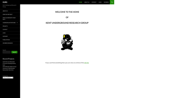 Screenshot of the Kent Underground Research Group website