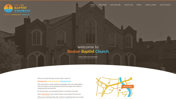 Screenshot of the Boston Baptist Church website