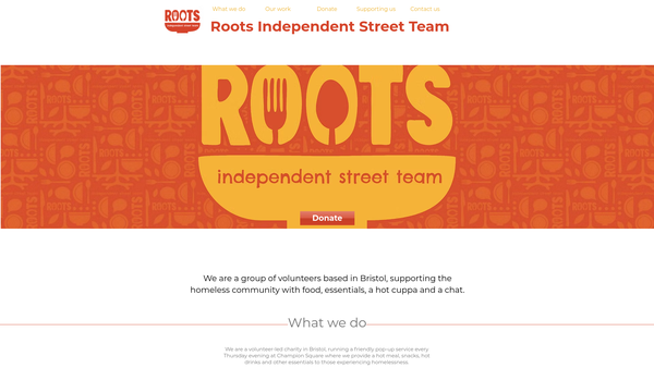 Screenshot of the Roots Independent Street Team website