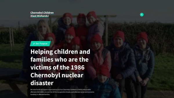 Screenshot of the Chernobyl Children (East Midlands) website
