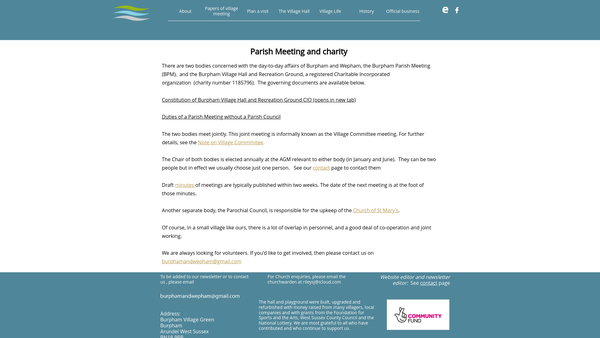 Screenshot of the Burpham Village Hall And Recreation Ground website
