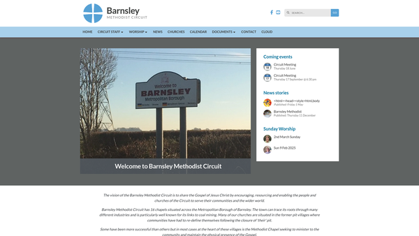 Screenshot of the The Methodist Church Barnsley North East website