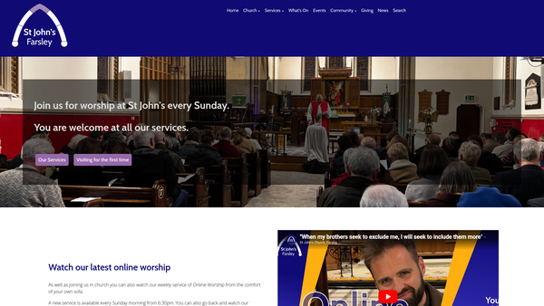 Screenshot of the The Parochial Church Council Of The Ecclesiastical Parish Of St John The Evangelist, Farsley website