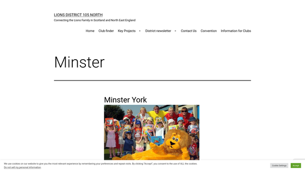 Screenshot of the Minster Lions Club Of York (CIO) website