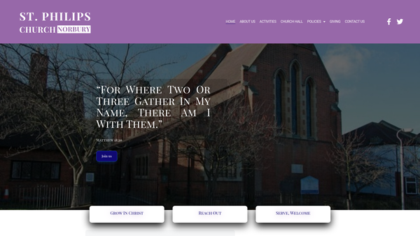 Screenshot of the The Parochial Church Council Of The Ecclesiastical Parish Of St Philip, Norbury website