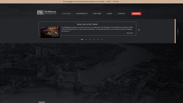 Screenshot of the Mcbridge Foundation website