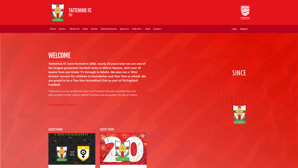 Screenshot of the Tattenhoe Football Club website