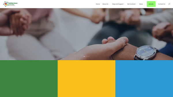 Screenshot of the Yorkshire Cancer Community website