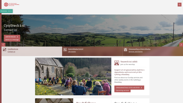 Screenshot of the Ardal Weinidogaeth Bro Cyfeiliog A Mawddwy Ministry Area website