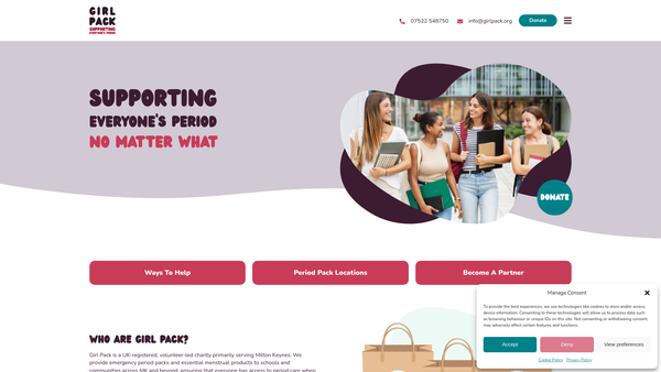 Screenshot of the Girl Pack Milton Keynes website
