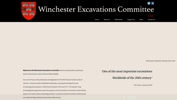 Screenshot of the Winchester Excavations Committee website