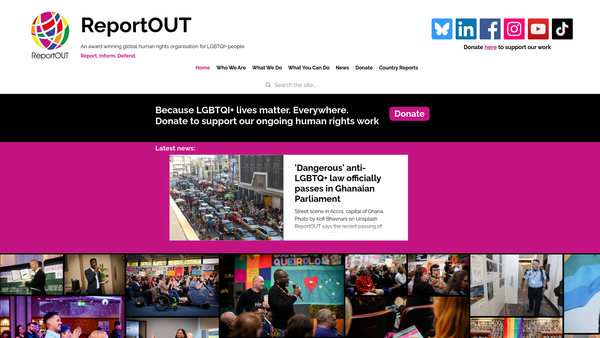 Screenshot of the Reportout website