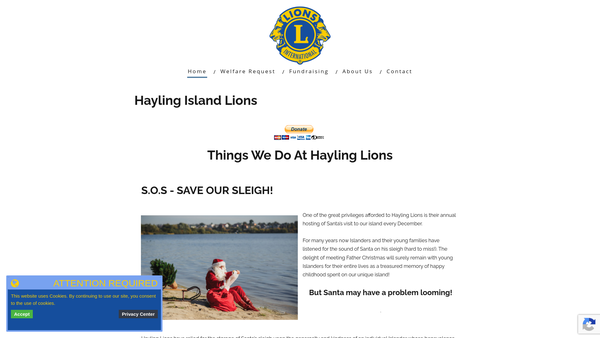 Screenshot of the Hayling Island Lions Club (CIO) website