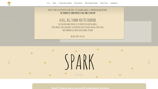 Screenshot of the Spark Projects website