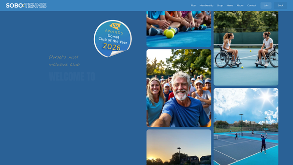 Screenshot of the Southbourne Tennis Club website
