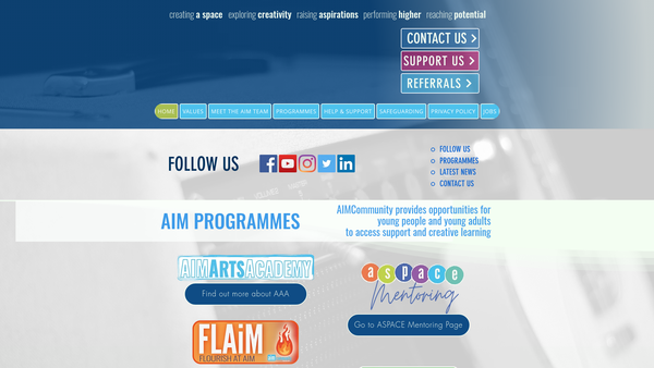 Screenshot of the Aimcommunity Limited website
