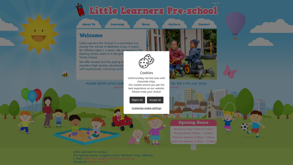 Screenshot of the Little Learners Pre School website