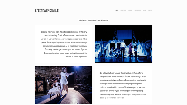 Screenshot of the Spectra Ensemble website
