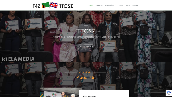 Screenshot of the Teachers For Zambia website