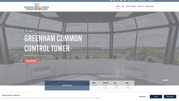 Screenshot of the Greenham Control Tower Limited website
