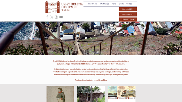 Screenshot of the UK-St Helena Heritage Trust website
