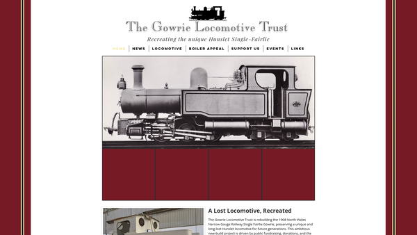 Screenshot of the Gowrie Locomotive Trust CIO website