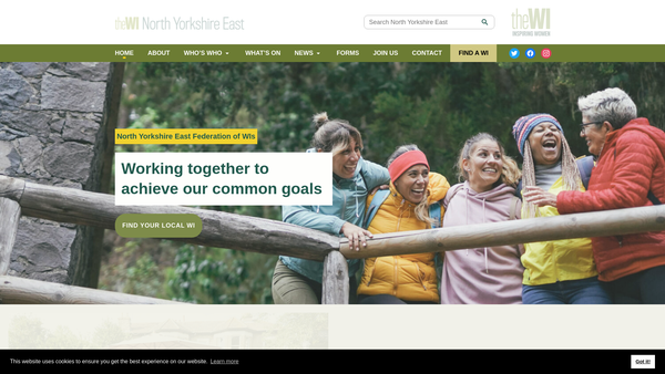 Screenshot of the North Yorkshire East County Federation Of Women's Institute website