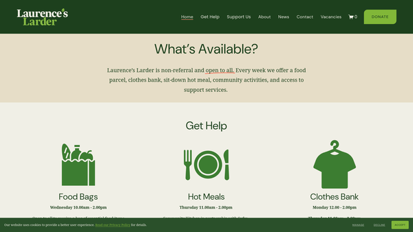Screenshot of the Laurence's Larder website