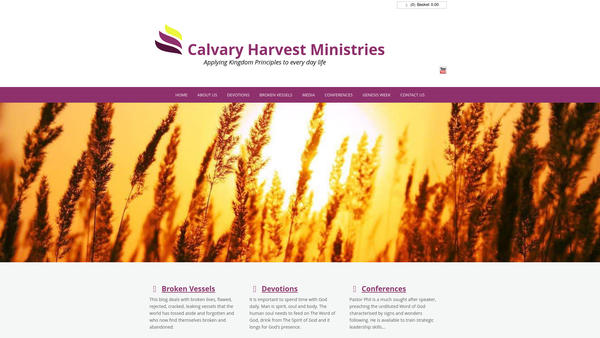 Screenshot of the Calvary Harvest Ministries Trust website
