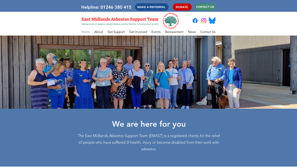 Screenshot of the East Midlands Asbestos Support Team website