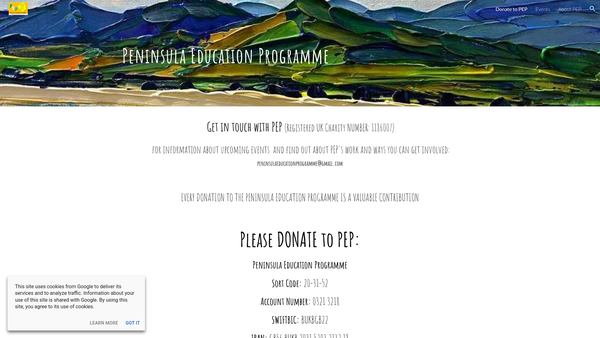 Screenshot of the Peninsula Education Programme website