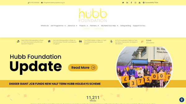 Screenshot of the The Hubb Foundation website