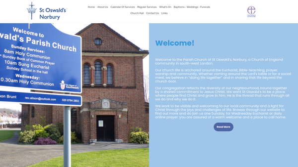 Screenshot of the The Parochial Church Council Of The Ecclesiastical Parish Of St Oswald, Norbury website