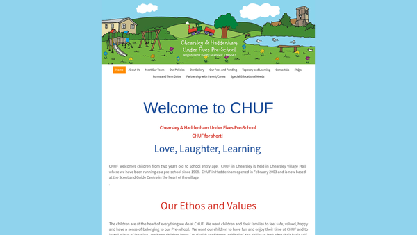 Screenshot of the Chearsley & Haddenham Under Fives website