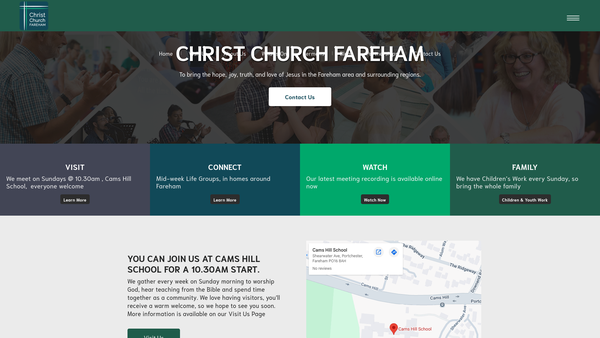 Screenshot of the Christ Church Fareham website