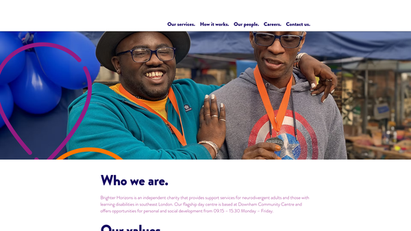 Screenshot of the Brighter Horizons website