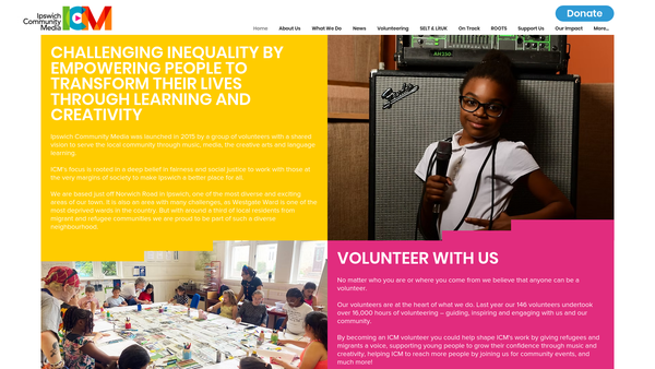Screenshot of the Ipswich Community Media And Learning website