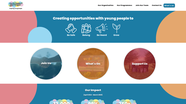 Screenshot of the Youth Connect South West website